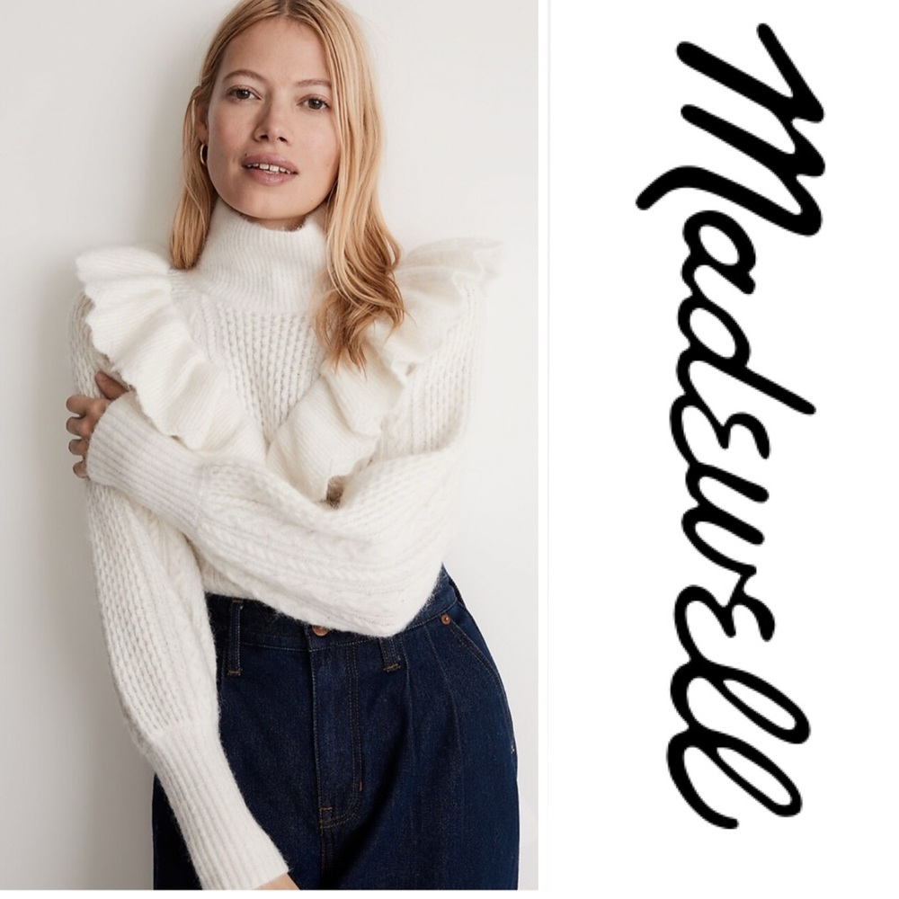 NWT Madewell Cable Winslow Mockneck Pullover Sweater itemNI121 Size S